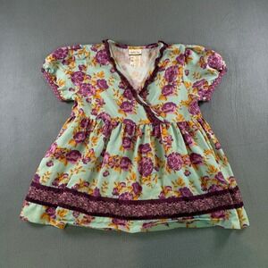 Matilda Jane Girls Mint Green Floral Rose Dress Size 10 Short Sleeve Ruffle